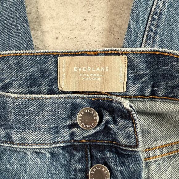 Everlane The Way Wide Crop Jeans Womens Size 30 Medium Wash Button Fly - Picture 6 of 11